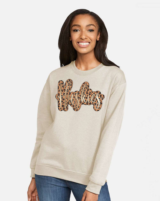 tan huskies leopard sweatshirt